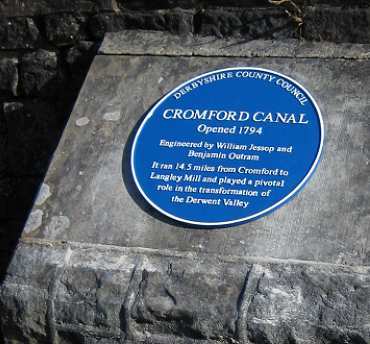 plaque on Cromford canal